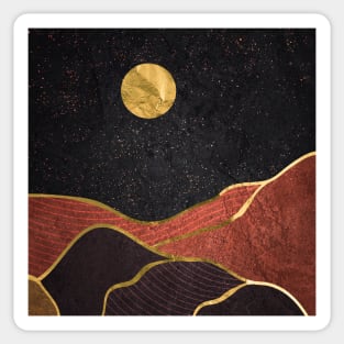 Gold landscape with moon #2 Sticker